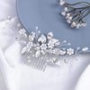 Gorais Leaf Bride Wedding Hair Comb Pearl Bridal Hair Piece Crystal Side Comb Hair Accessories for Women and Girls (A-Silver)