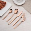 Berglander 20 Piece Titanium Rose Gold Plated Stainless Steel Flatware Set, 20 Pieces Copper Silverware Set, Copper Color Cutlery Sets, Service for 4 (shiny Copper)