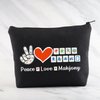 MNIGIU Funny Mahjong Bag Mahjong Lover Gift Peace Love Mahjong Board Game Fan Gift Lucky Mahjong Gift (Peace Love Mahjong Black)