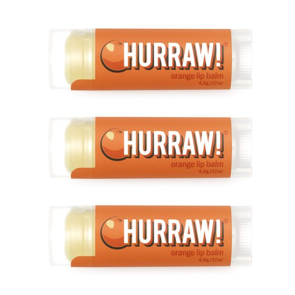 Hurraw! Orange Lip Balm, 3 Pack: Organic, Certified Vegan, Cruelty and Gluten Free. Non-GMO, 100% Natural Ingredients. Bee, Shea, Soy and Palm Free. Made in USA