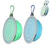 SLSON Collapsible Bowl with Cover Lids,2 Pack Dog Travel Bowls Portable Foldable Cat Water Dish Bowl for Pets Walking Parking Camping (Light Blue and Green, Small)