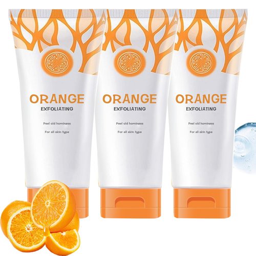 3 PCS Orange Exfoliating Gel Scrub Face Body Skin, 50 g Natural Orange Peeling Gel Face Scrub, Deep Cleansing Moisturizing Facial Exfoliator Scrub Cream For All Skin Types