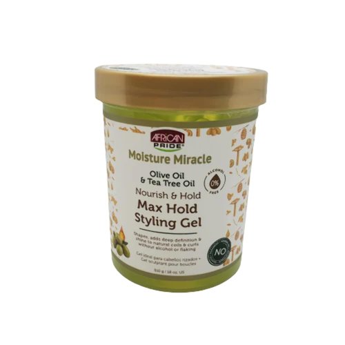 African Pride Moisture Miracle Max Hold Styling Gel with Olive Oil &amp; Tee Tree Oil - 18 fl oz (Pac...