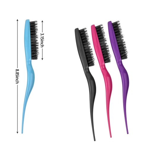 2 Pcs Teasing Brush Boar Bristle Hair Brush for Volume Hair Scalp Massage, Teasing Brush with Tail Handle for Back Brushing, Back Combing, Creating Volume, Teasing and Slicking Your Hair Back