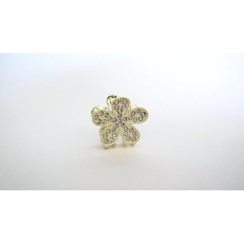 Small mini gold metal clear crystal flower hair claw clip