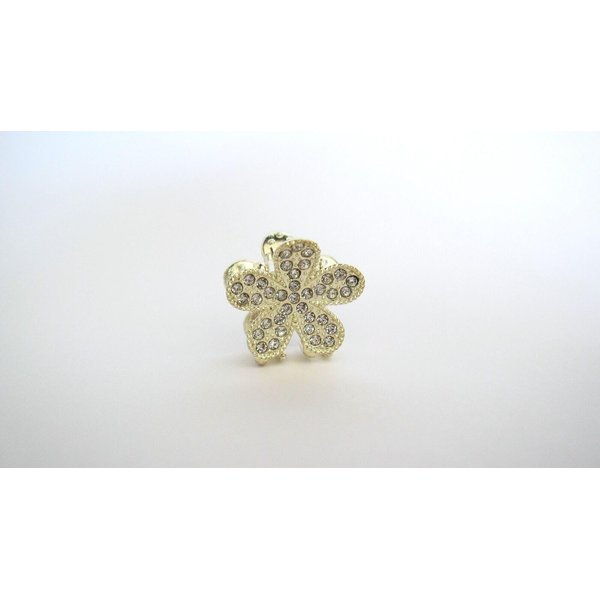 Small mini gold metal clear crystal flower hair claw clip