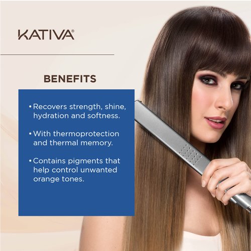 Kativa Brazilian Straightening Brunette Kit, 12 Weeks of Home Use Professional Straightening, with Organic Coconut Oil, Açai Oil, and Keratin, for Straighter, Softer and Shinier Dark-Coloured Hair