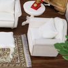 Dollhouse Couch Miniature Furniture Sofa with Pillows for Living Room Desktop Decoration Fabric Sofa Mini Home Scene Accessories Ornament (Single Sofa, White)