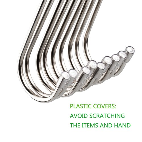 Evob 20 Pack 3.4" S Shaped Hooks Stainless Steel Metal Hangers Hanging Hooks for Kitchen, Work Shop, Bathroom, Garden