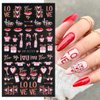 Valentine's Day Nail Art Stickers Decals Cute Bear Heart 5D Embossed Nail Decals Red Heart Lover Cartoon Valentine Nail Art Design Supplies Manicure Decals Relief Sliders for DIY Nail Art Decoration