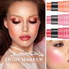 3 Pcs Cream Blush Stick with Brush,Waterproof Multi Cream Blush Stick Makeup,Lightweight,2 in 1 Multi Stick Blush for Cheeks & Lip Tint & Eyeshadow Makeup,Suitable for All Skin