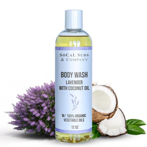 SoCal Suds & Company - Thick Organic Castile Soap Hand & Body Wash, Lavender With Coconut Oil for Men and Women Bath Essentials, 12oz