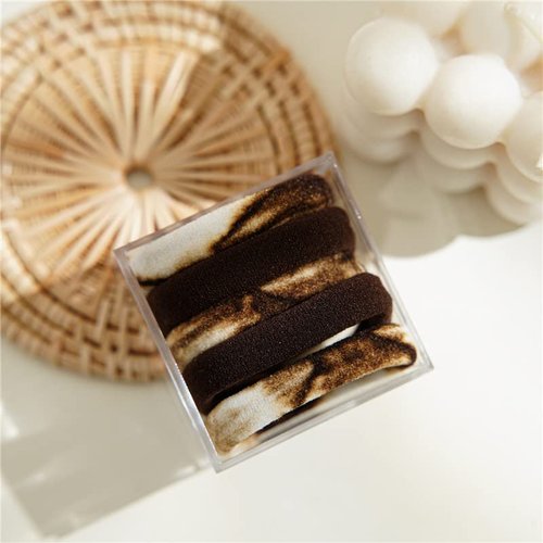 Small Hair Ties Elastic Ponytail Hair Tie Holder for Women Girls Toddler Kids Baby Hair Bands Hair Scrunchies Hair Elastic No Damage No Hurt for Curly Thin Thick Hair Brown Beige Color (Brown Color)