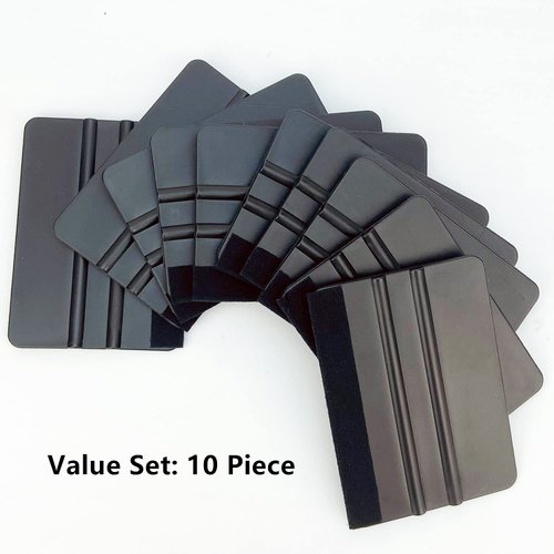 CCyanzi 4inch Vinyl Squeegee Tool Window Film Squeegee Decal Scraper Sign-Making Graphic Wallpaper Application, Felt Edge Protection Prevents Scratches - 10Piece Black