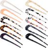WILLBOND 10 Pieces U Shaped Hairpin French Hair Pin Chignon Pin Hair Fork Sticks Celluloid Acetate Tortoise Shell Hair Pin Updo for Women