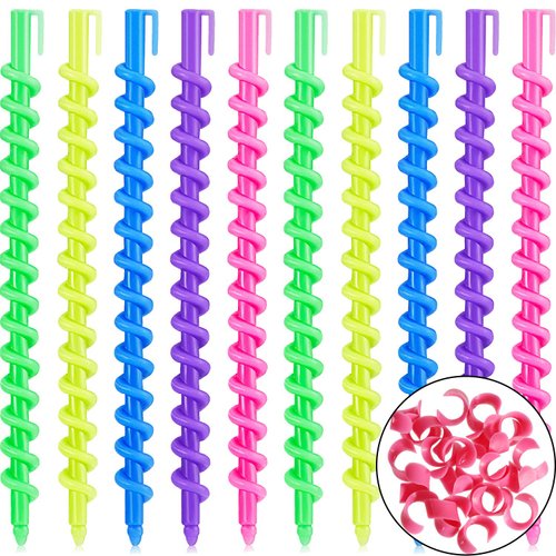 WILLBOND 100 Pcs Spiral Perm Rods for Hair Curlers Heatless Plastic Perm Cold Wave Rod Kit Hair Rollers for Women Styling Curling Perm Rod Hairdressing Salon Tools