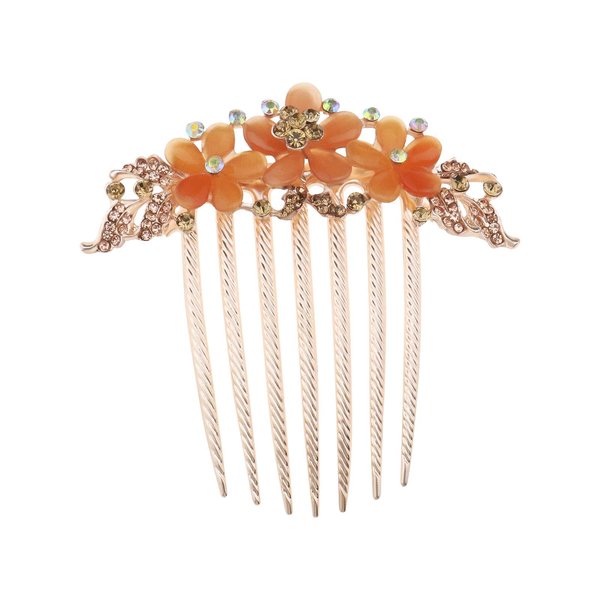 Micro Traders Flower Hair Comb Rhinestone Wedding Bride Headpiece Hair Ornament Decorative Hair Accessories for Women and Girls Hairstyles Champagne
