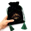 La Muci Velvet Tarot Card Bag - Drawstring Pouch for Tarot Deck Storage - Magic Black Velvet Bag- Jewelry Storage & Gift Bag with Gold Tassel Drawstrings, 6.6 x 9 inches