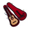 Dselvgvu Wooden Miniature Guitar with Stand and Case Mini Musical Instrument Miniature Dollhouse Model Home Decoration Ornament (5.91"x2.17"x0.74").