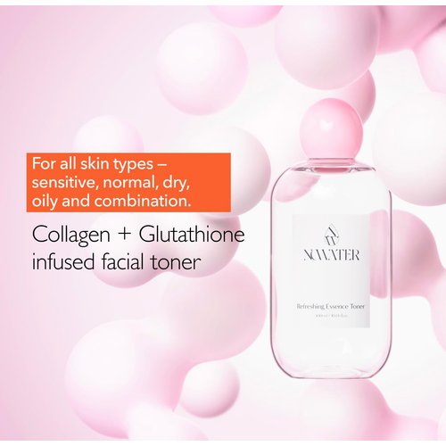 NOWATER Refreshing Essence Toner | Hydrating Facial Toner | Glass Skin Barrier | Hydrolyzed Collagen, Niacinamide, Glutathione | Korean Skin Care for Face (10.14 fl.oz)