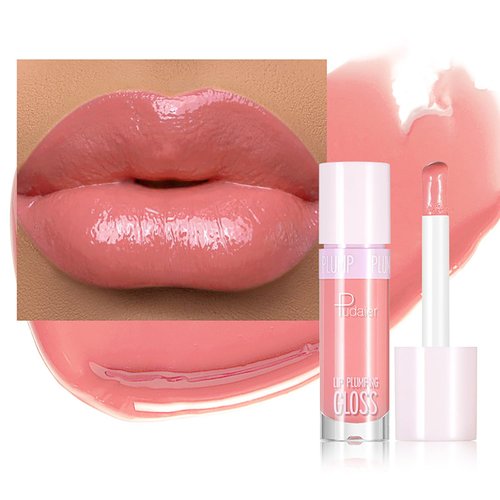 DEERWIN Plumping Lip Gloss for Women Glossy Liquid Lipstick with Ginger Extract - Lifter Gloss Lip Plumper Fuller Looking Lips for Womens (#03, 1 PCS)