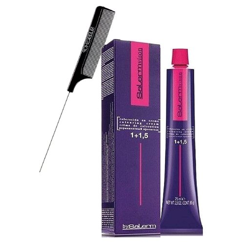 Salerm Cosmetics VISION Salermvision Permanent Cream Hair Color Dye (w/Sleek Steel Pin Rat Tail Comb) Haircolor Creme, Gray Coverage in 30 minutes (7,74 - Brown Blonde Copper)