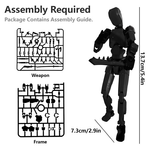 oyeftp Titan 13 Action Figure, Action Figures,Titan 13 Action Figure 3D Printed Robot Multi-Jointed Movable,Desktop Decorations for Game Lovers（Black）
