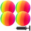 MIC MICSOA Playground Balls Kickballs 8.5 Inch, Rainbow Playground Ball Set for Kids and Adults, Dodgeball Kick Balls Handball for Indoor & Outdoor Schoolyard Games with Hand Pump(4 Pack)