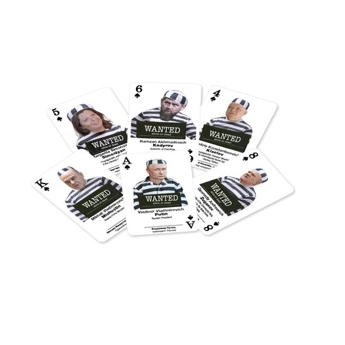 Playing Cards Themed The Hague Tribunal - Standard 52 Card Deck with International Criminals and Terrorists from Russia - Suitable for Poker and Other Card Games