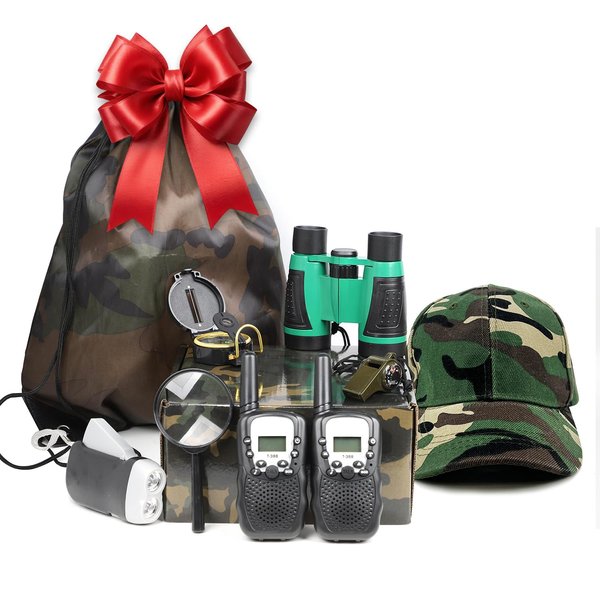 Outdoor Adventure Set for Kids - Camouflage Camping Exploration Toys with Walkie-Talkies - Backyard Explorer Gear for Boys and Girls