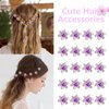 YISSION 20Pcs Mini Purple Flower Hair Clips Cute Rhinestone Hair Pins Small Decorative Hair Clips Wedding Hair Barrettes Red Flower Hair Clips Bridal Hair Accessories for Girls Women