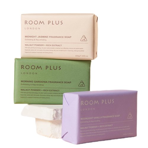 Fragrance Bar Soap, Big Brick of Bath Soap,Made with Organic Oils, 3-pack,1.3lb,Natural Soap Bar,Moisturizing clean, Floral Scent,Walnut Powder Exfoliates ROOMPLUS(Gardenia,Jasmine,vanilla)Gift Soap