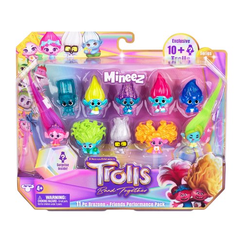 DREAMWORKS TROLLS Band Together Mineez 11pc Brozone + Friends Performance Pack - 11 Mineez 1.5 Inch Collectible Figures and 1 Accessory