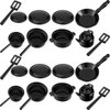 Sumind 20 Pieces Dollhouse Miniature Pots and Pans 1/12 Scale Miniature Metal Stovetop Cookware Mini Dollhouse Kitchen Cookware Dollhouse Decoration Accessories Party Supplies for Pretend Play, Black