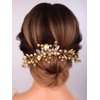 Teyglen Bride Crystal Wedding Hair Comb Champagne Rhinestone Bridal Side Comb Wedding Hair Accessories Teardrop Crystal Hair Piece Headpiece for Women Bride Girls (Champagne)