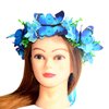 Blue Butterflies Crown Flowers Headband Hair Wreath Floral Garland Headpiece