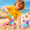 Beach Toys, 2024 14pcs Ice Cream Toys Sand Toys, Toddler Beach Essentials Beach Tool Kit Sand Molds, Travel Sandbox Toys with Mesh Bag for Toddlers Kids Outdoor Play