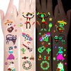 Day of the Dead Luminous Temporary Tattoos for Kids,Dia de Los Muertos Decorations-10 Sheet Glow Halloween Stickers Gift for Boys and Girls,Sugar Skeletons Face Tattoo Set, Día de Muertos Party Favors