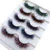 HBZGTLAD 25mm mix Colored 3D Mink Lashes Russian D Curl Lash Strips,Faux Mink Lashes 5 Pairs Pack (B-5pairs)