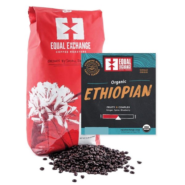 Equal Exchange Organic Coffee Ethiopian Bulk Whole Bean Single Origins 5 lb.