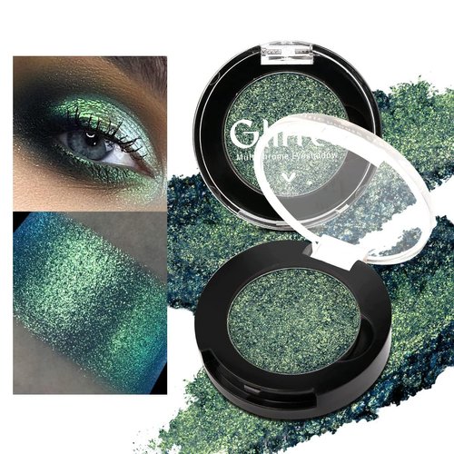 BEUSELF Glitter Multichrome Emerald Green Eyeshadow, Bright Dark Olive Green Gold Duochrome Eye Shadow Palette, Highly Pigmented & Long Lasting Cream Eyeshadows, Vegan Talc Free for Travel Size