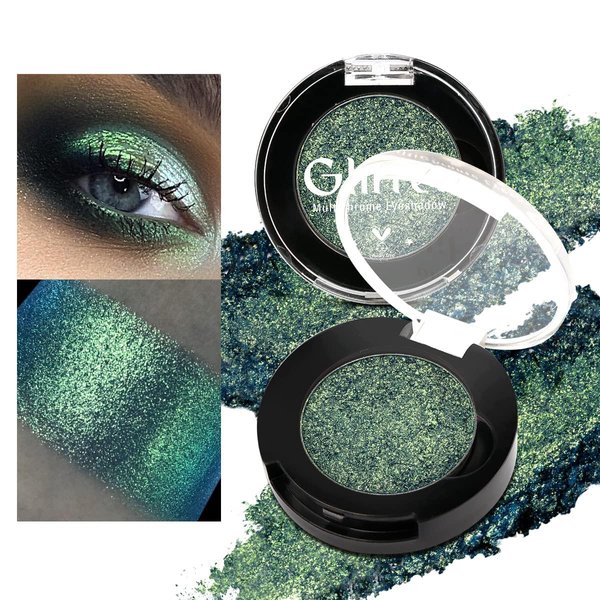 BEUSELF Glitter Multichrome Emerald Green Eyeshadow, Bright Dark Olive Green Gold Duochrome Eye Shadow Palette, Highly Pigmented & Long Lasting Cream Eyeshadows, Vegan Talc Free for Travel Size