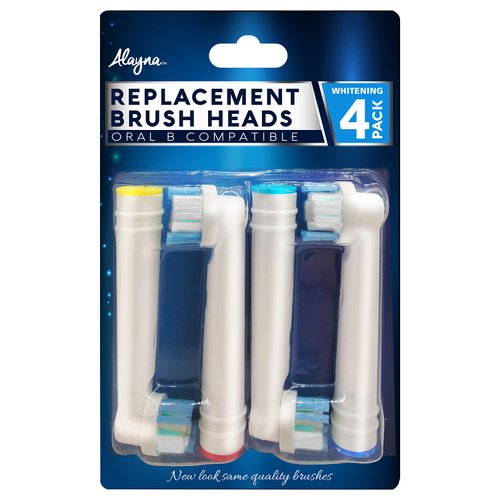 Professional White Replacement Toothbrush Heads w/ 3D Whitening, Compatible with Oral-B Braun Electric Toothbrush- 4 Pro Style- Fits The Oralb Kids Care 1000 Etc.