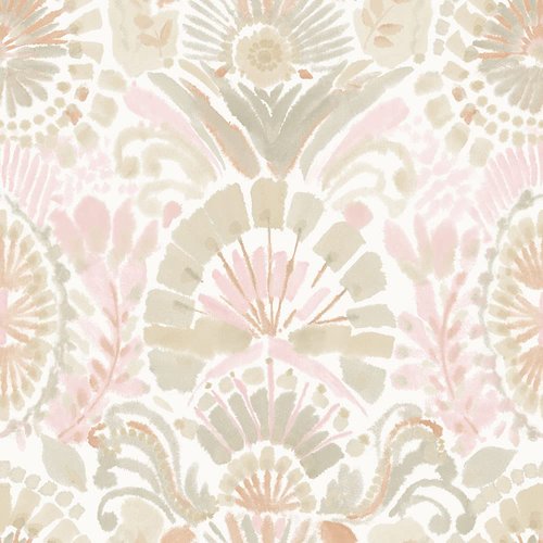 Tempaper Pink Bohemia Damask Removable Peel and Stick Wallpaper, 20.5 in X 16.5 ft, Made in The USA, Wandering Rose