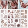 8 Sheets Red Brown Temporary Tattoo Stickers Fake Tattoo Lace Floral Temporary Waterproof Body Art Long Lasting Stickers for Women Festivals Wedding Masquerade Party Decorations Design