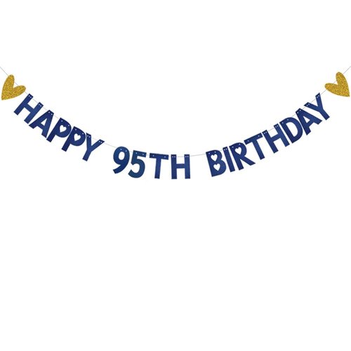 HAPPY 95TH BIRTHDAY Banner,Pre-Strung,Blue Paper Glitter Party Decorations for 95 Years Old 95TH Birthday Party Supplies Letters Blue ZHAOFEIHN