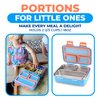 kinsho Stainless Steel Bento Box for Toddler Boys, Insulated Lunch Bag and Water Bottle Set for Toddlers. Snack Container for Small Kids, Baby Daycare or Pre-School Lunches, Blue Yellow Trucks