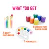 Washable Kids Paint 6 Count, 7 Paint Brushes, Paint Palette - Washable Paint Set For Kids Craft Projects, Finger Painting Supplies Kit
