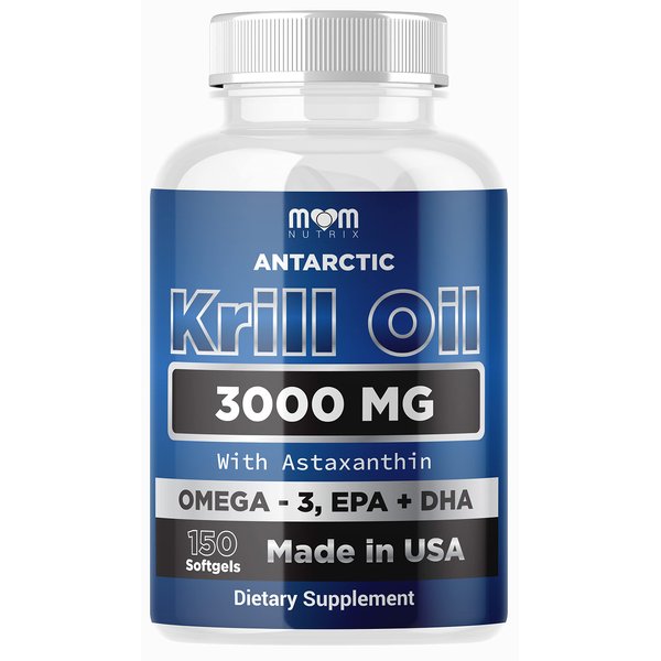 Dr. JOEL'S MOM NUTRIX Antarctic Krill Oil Supplement - 3000 mg Per Serving - 150 Softgels - High Absorption EPA, DHA, Astaxanthin & Phospholipid - No Fishy Aftertaste Like Fish Oil - Made in USA