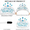 AHONEY Birthday Princess Crown Tiara for Girls Women, Birthday Girl Headband, Happy Princess Birthday Party Decorations Gifts (Blue)
